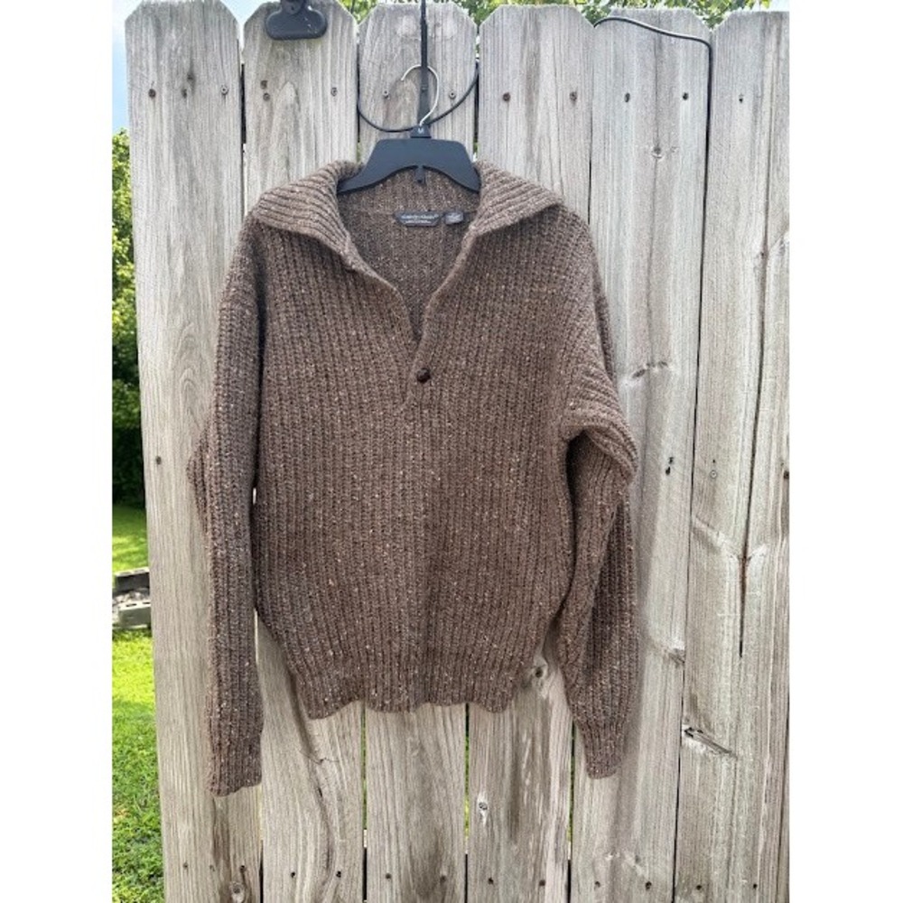 Rare 90s British Crown Colony Grandpacore Wool Donegal Calvin Klein Sweater Flaw